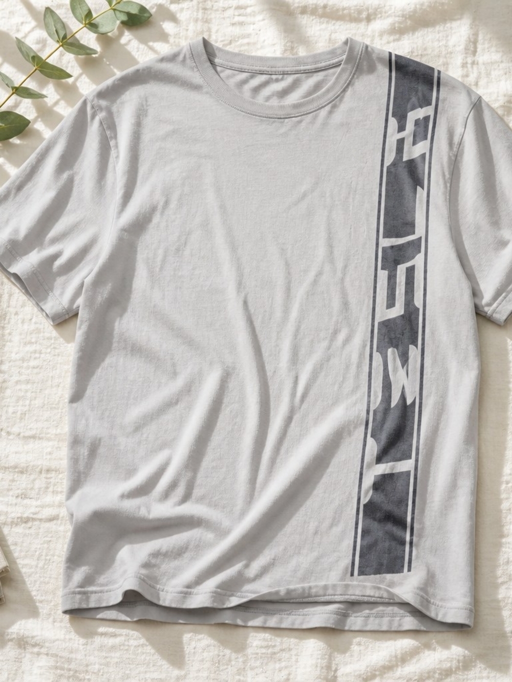 American Apparel Light Gray Tee with Dark Charcoal Vertical Stripe Panel